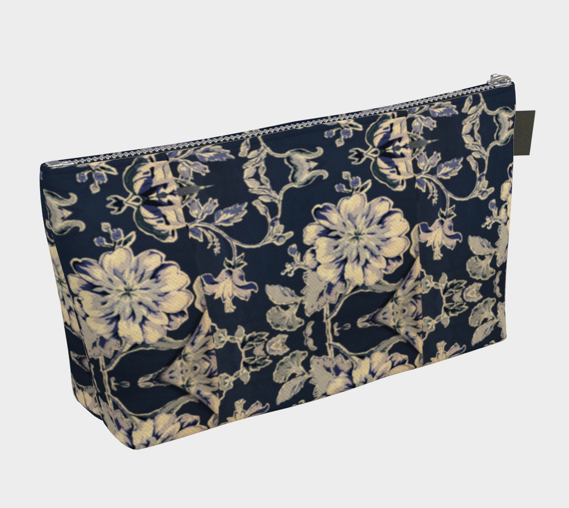 Blue Fleur Damask Makeup Bag