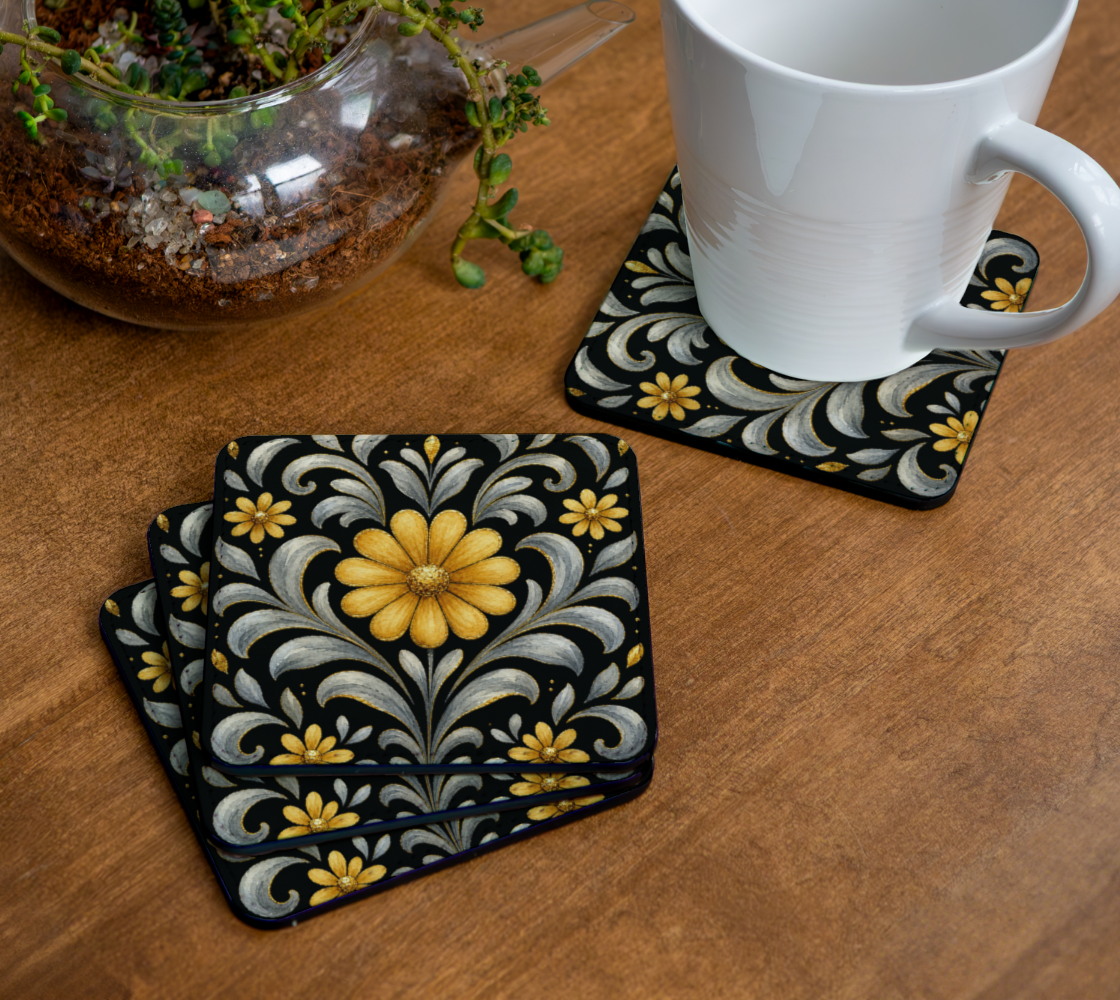 Midnight Silver Garden coaster