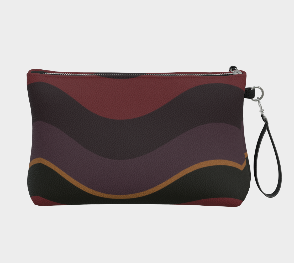 Burgundy Big Waves Vegan Leather Clutch Wristlet