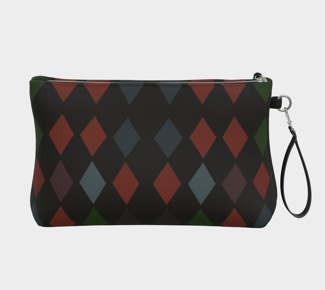 Holiday Harlequin Vegan Leather Clutch Wristlet