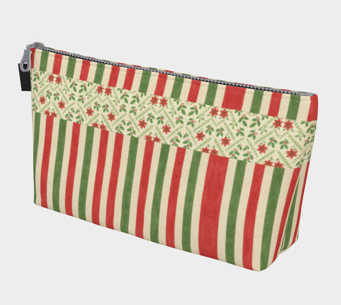 Yuletide Bloom with Stripes Holiday Makeup Bag