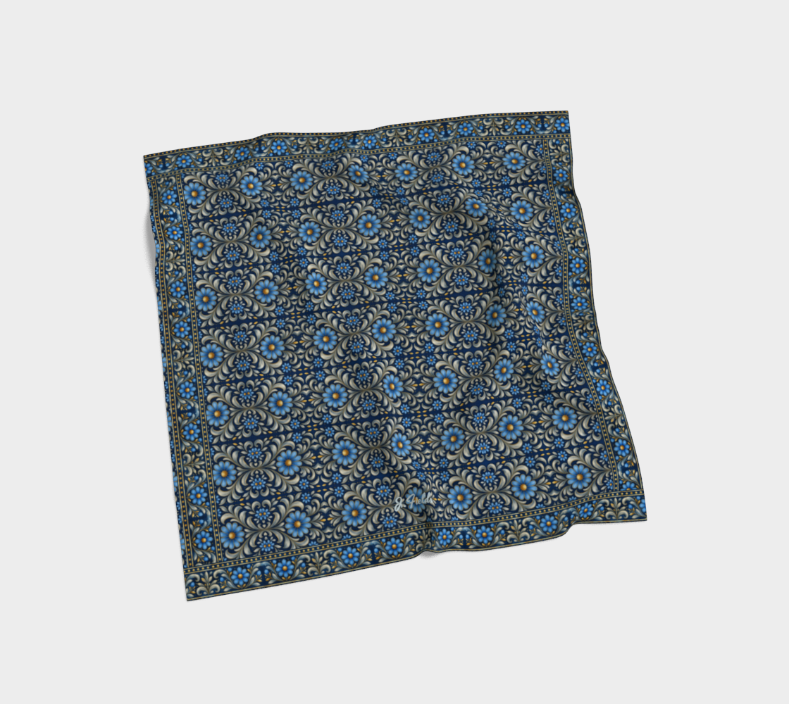 Gilded Navy Azure Bloom 50 x 50 scarf