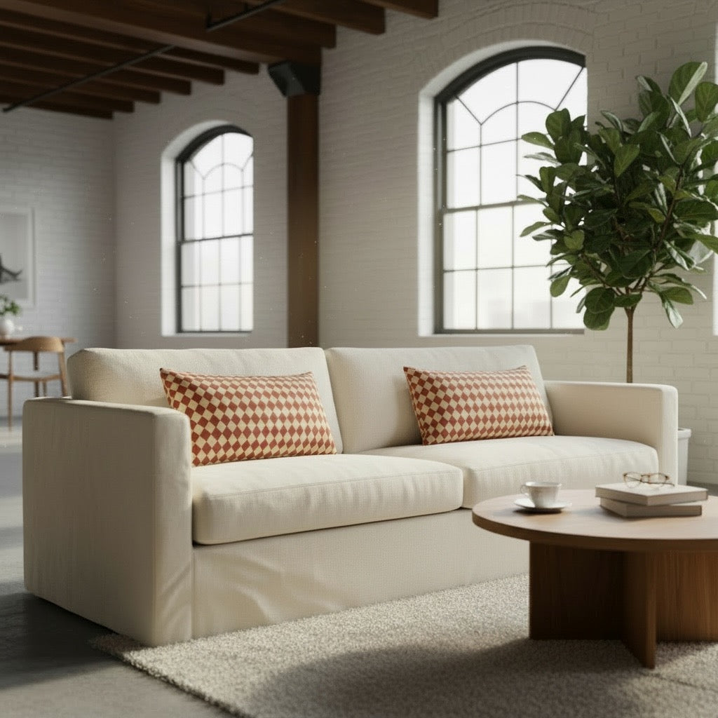 Cranberry Mini Harlequin 24 x 12 Pillow Cover