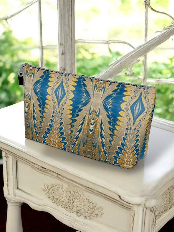 Prussian Blue Swirl Makeup Bag