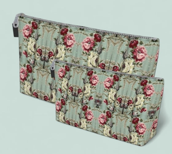 Sea Foam Roses Makeup Bag