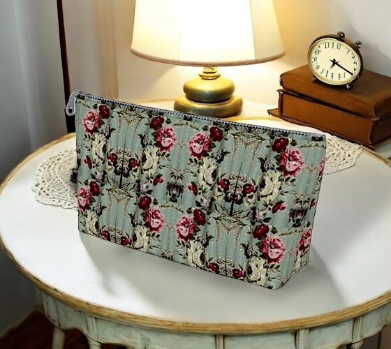 Sea Foam Roses Makeup Bag