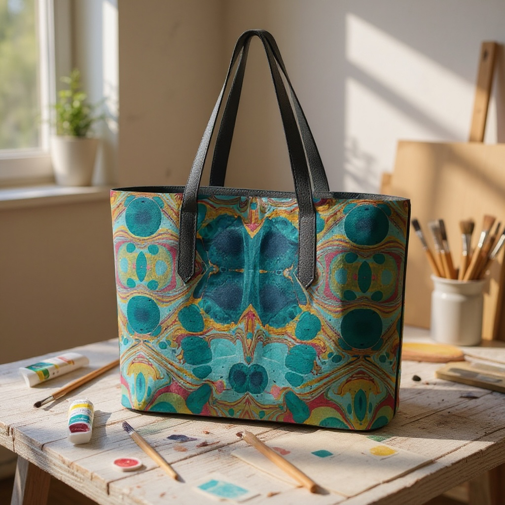 Gilded Currents Butterfly Vegan Leather Tote Bag
