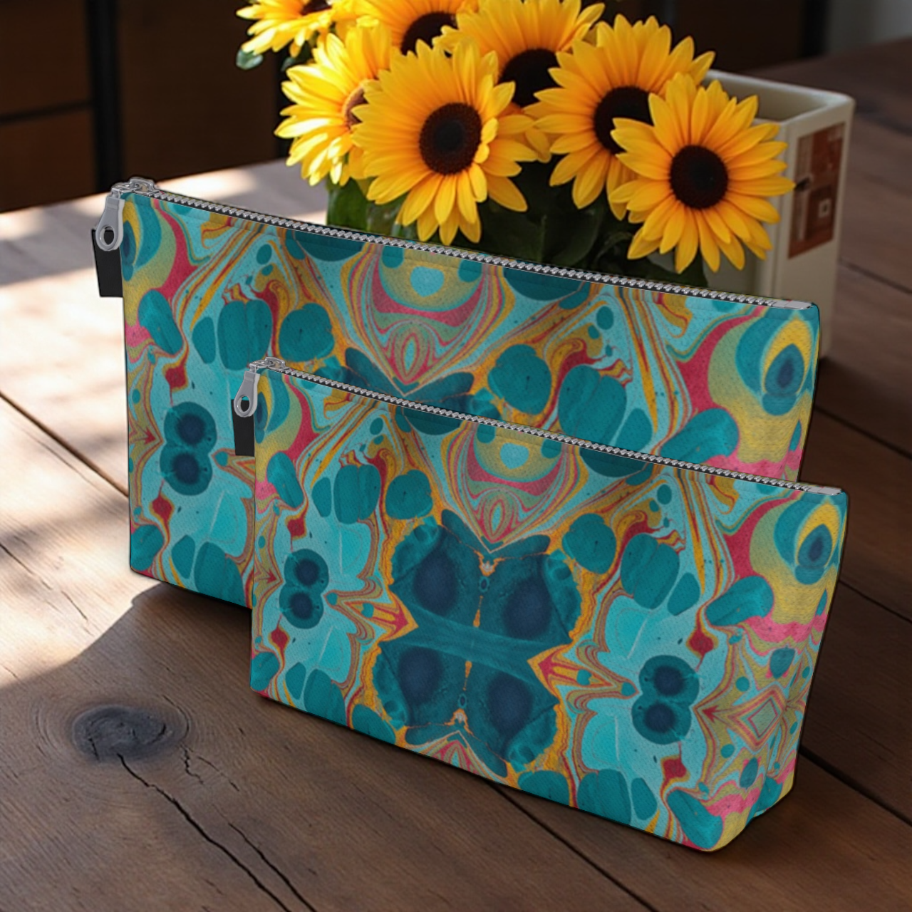 Gilded Currents Butterfly Makeup Bag