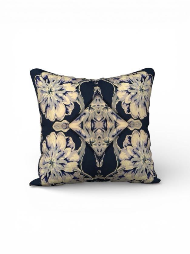 Blue Fleur Damask 18 x 18 Pillow Cover