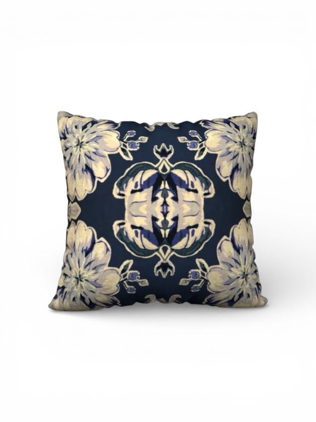 Blue Fleur Damask 22 x 22 Pillow Cover