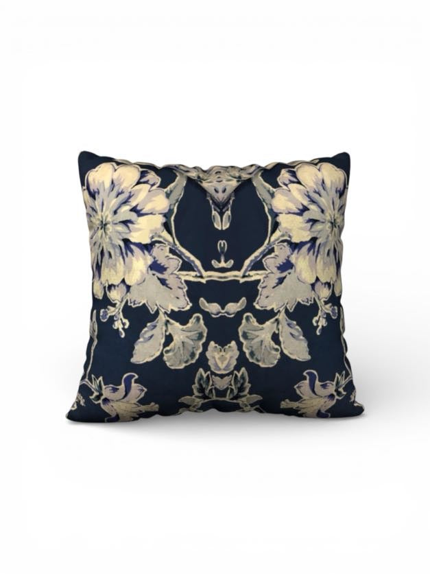 Blue Fleur Damask 22 x 22 Pillow Cover