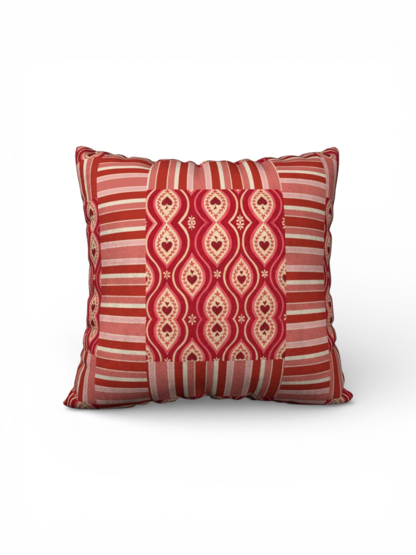 Red Hearts Ikat Striped 22 x 22 Pillow Cover