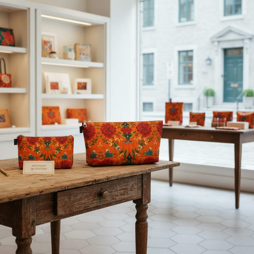 Marquesa Floral Tangerine Makeup Bag