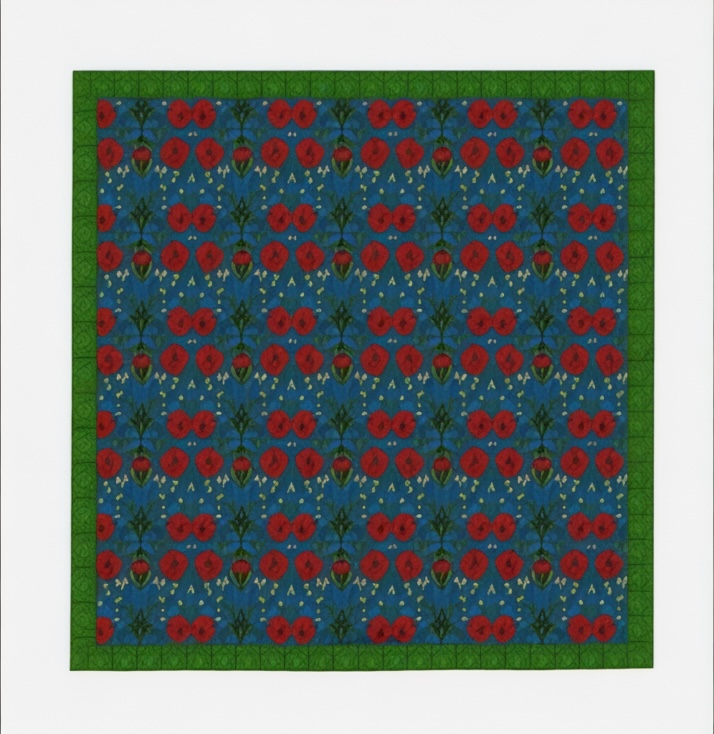 Marquesa Peonies Sapphire Silk Square Scarf