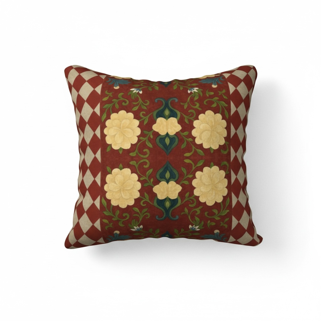 Marquesa Peonies Cranberry Harlequin 18 x 18 Pillow Cover
