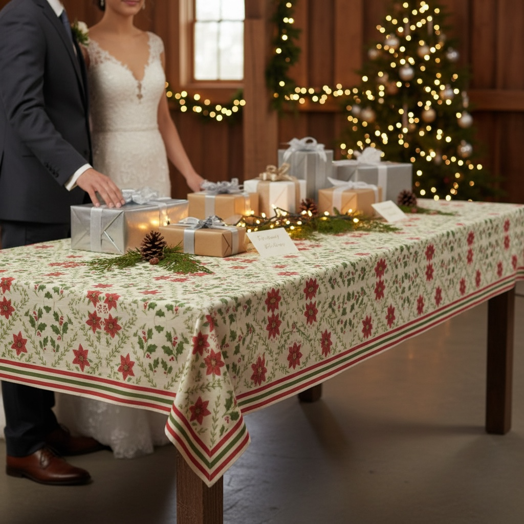 Yuletide Bloom 60 x 90 Tablecloth with Border