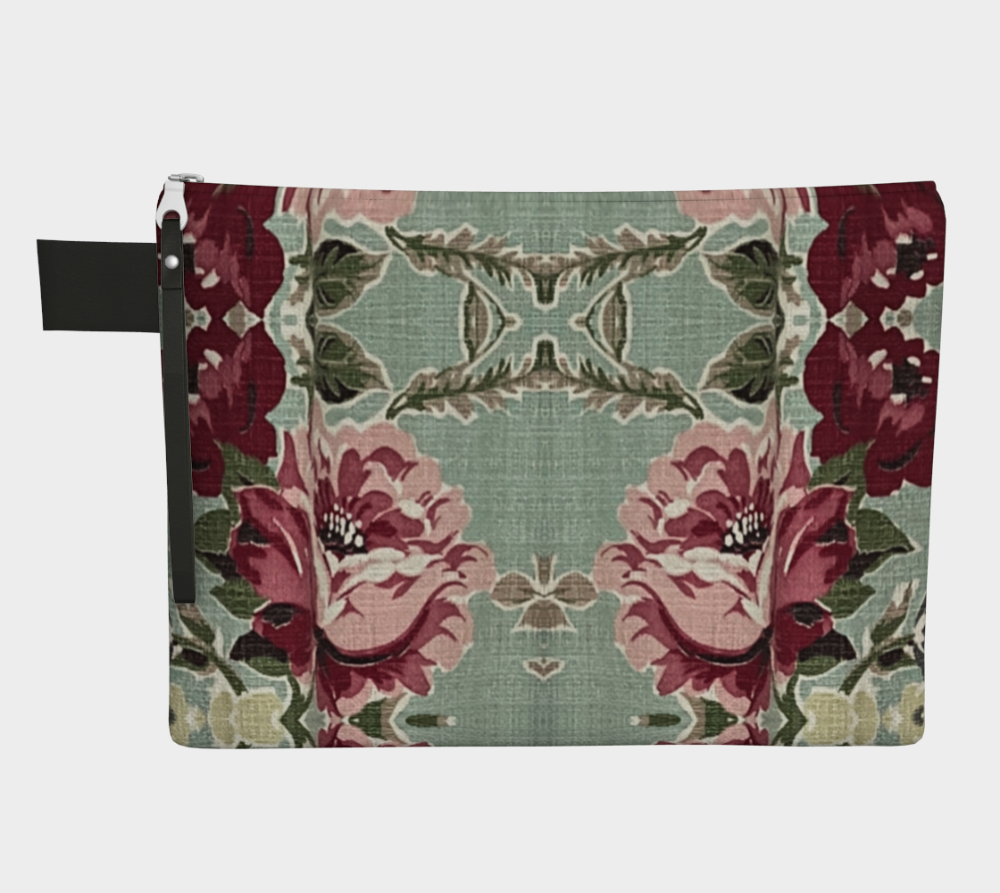 Seafoam Roses Zipper Carry-all Bag