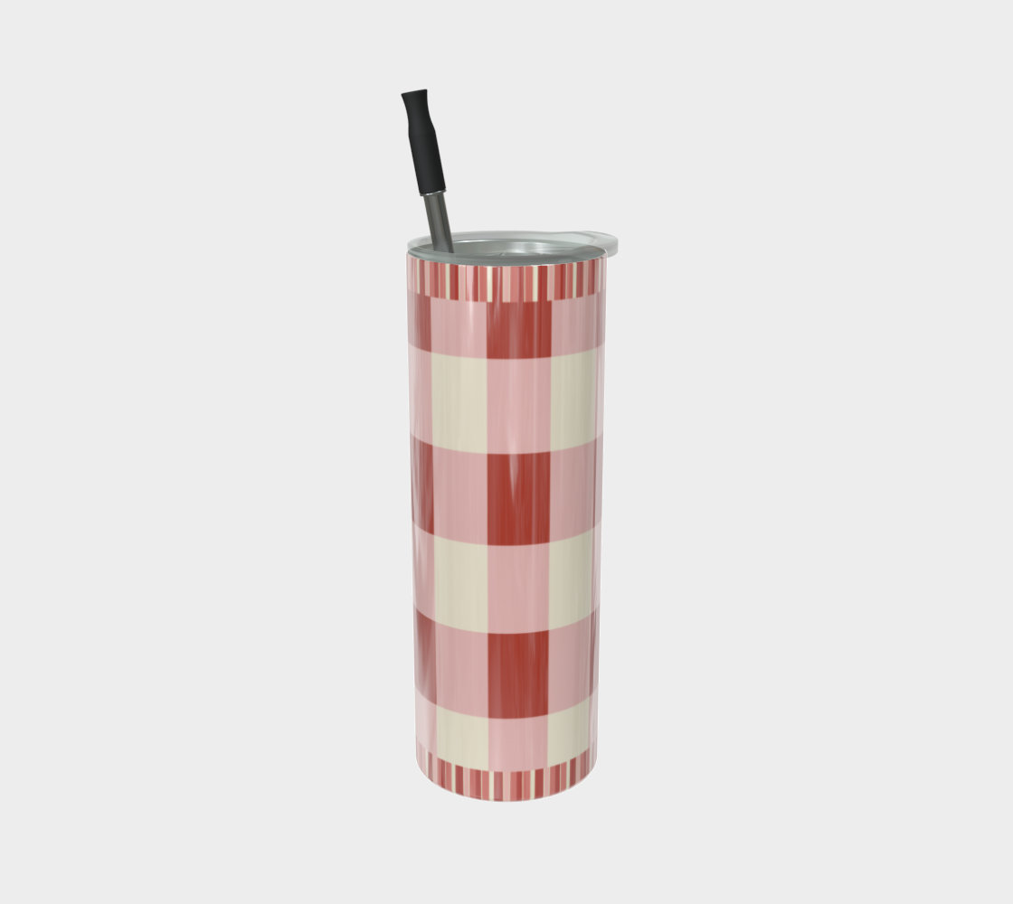 Red Gingham Water Bottle