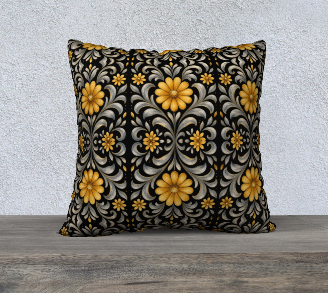 Midnight Silver Garden 22 x 22 pillow