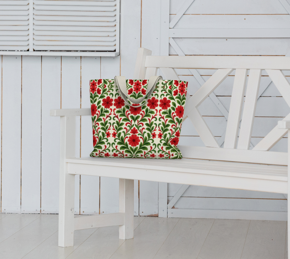 French Country Noel large canvas tote bag