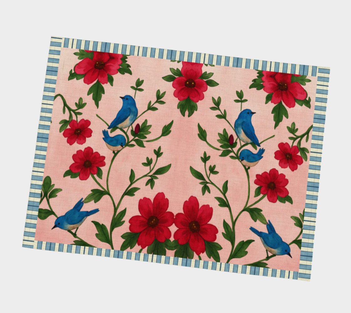 Songbird Bloom Pink Stripe Border Placemats
