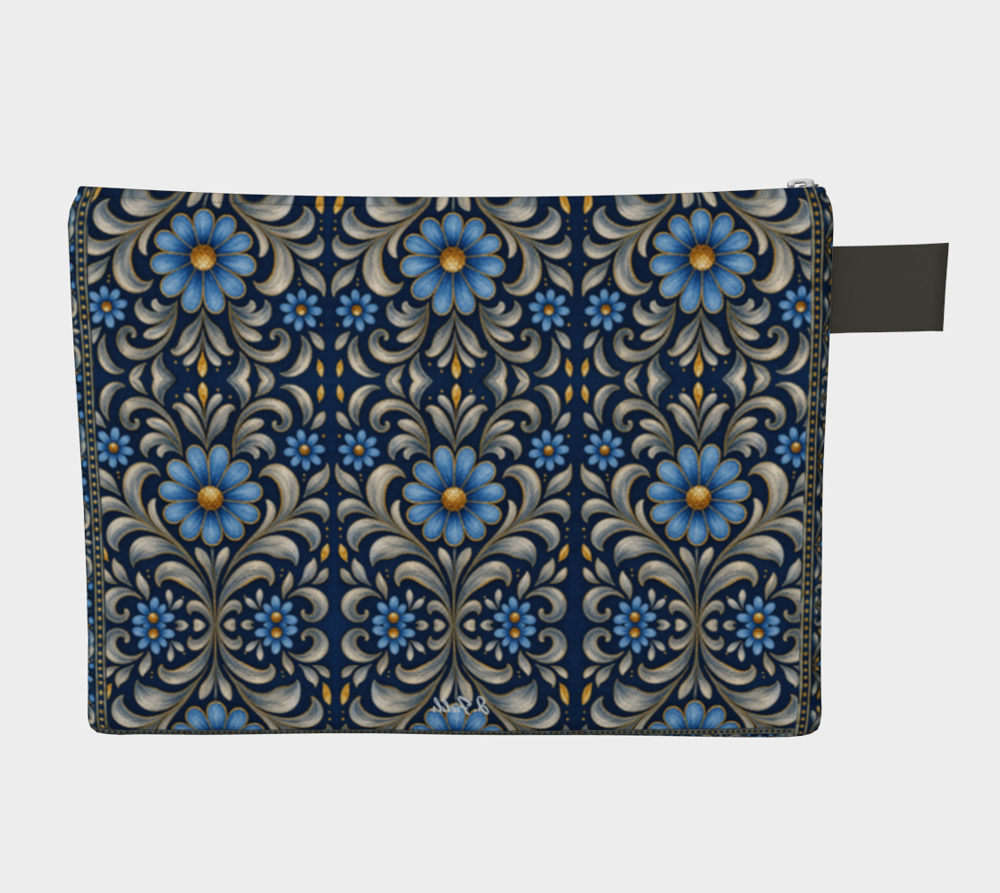 Gilded Navy Azure Bloom zipper carry all