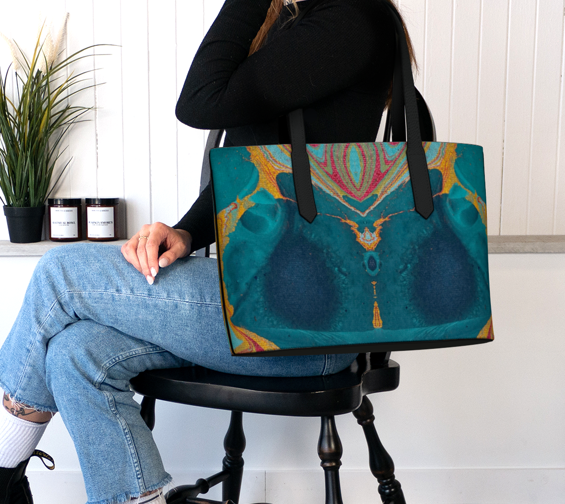 Gilded Peacock large vegan tote bag