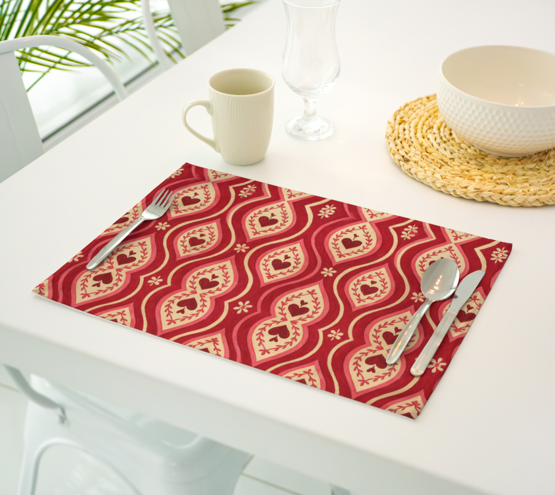 Red Hearts Ikat Placemats