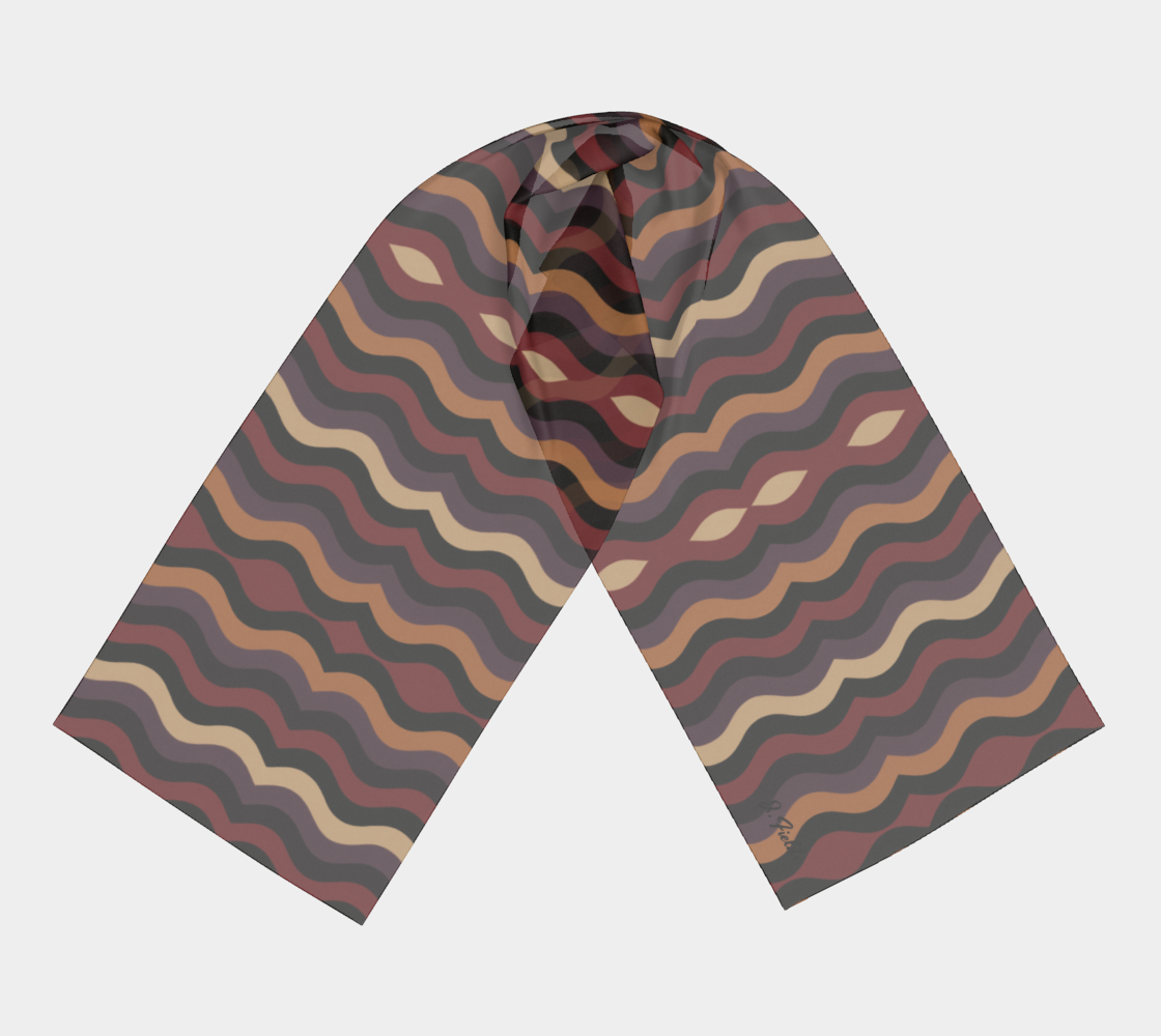 Burgundy Little Waves Silk Long Scarf