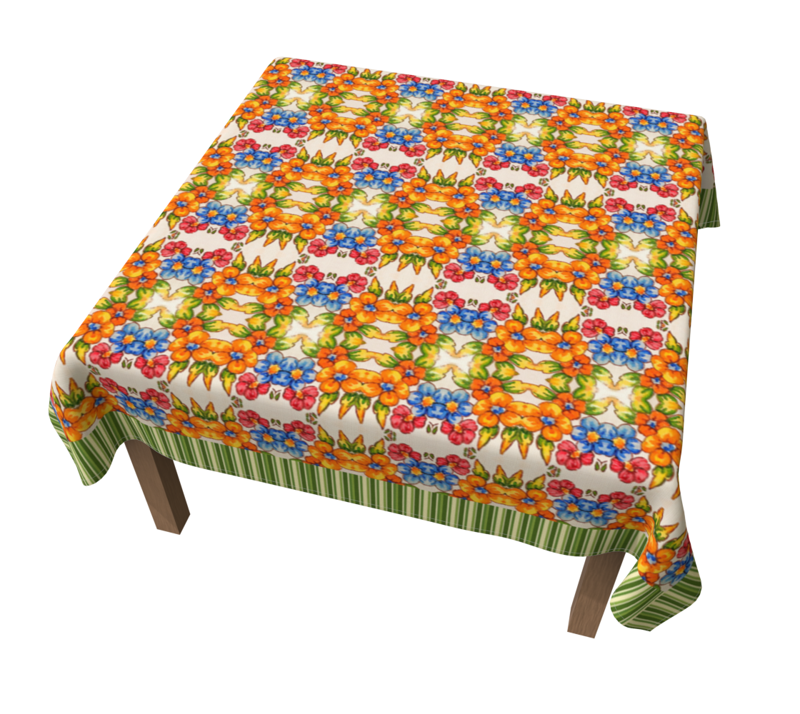 Seaside Blooms with Border 60 x 60 Tablecloth