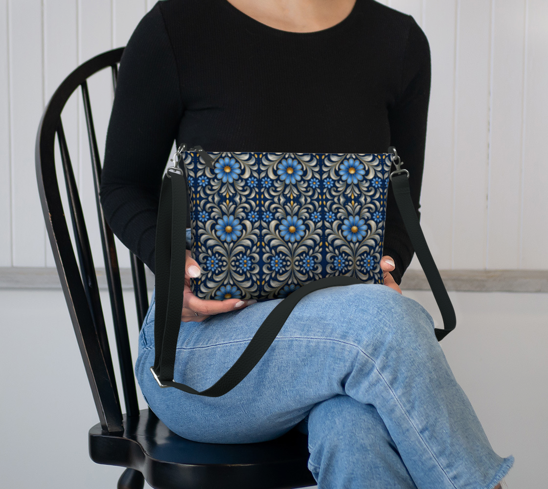 Gilded Navy Azure Bloom crossbody bag