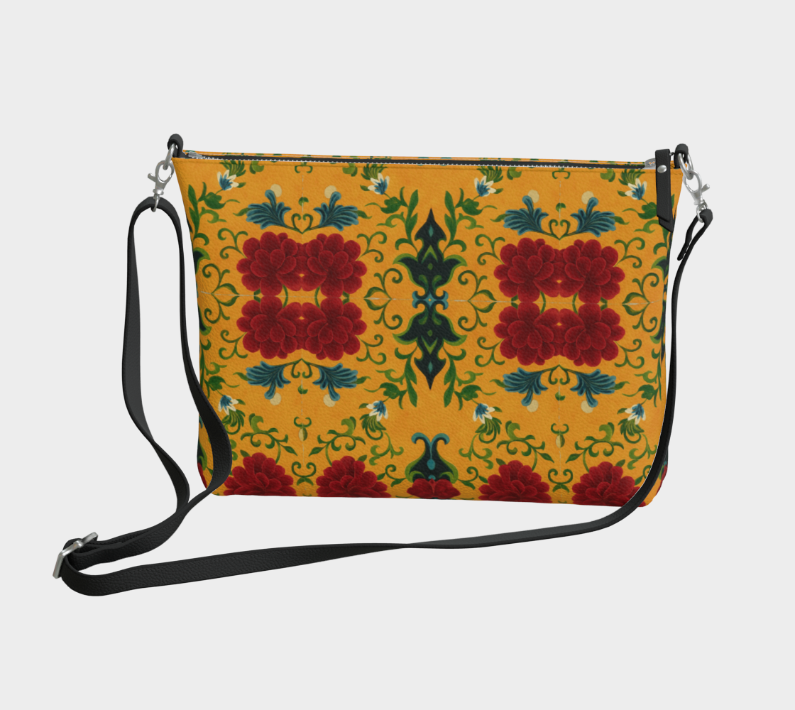 Marquesa Floral Golden Vegan Leather Crossbody Bag