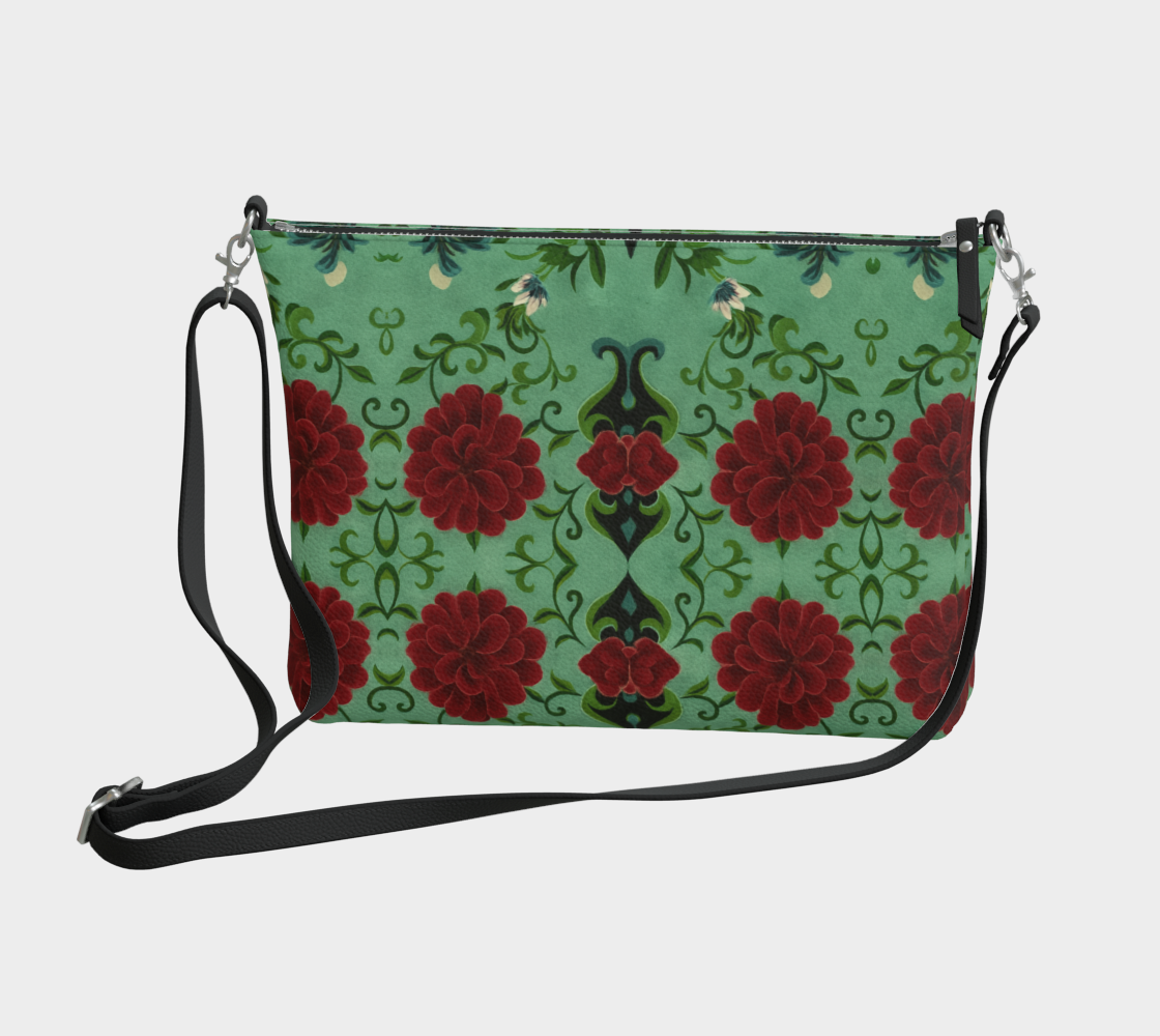 Imperial Peonies Mint Crossbody Purse