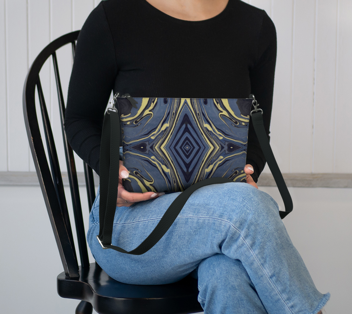 Mendocino Blues Diamond Vegan Leather Crossbody Purse