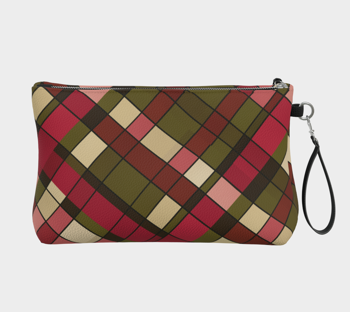 Plaid Harvest Vegan Leather Clutch Wristlet