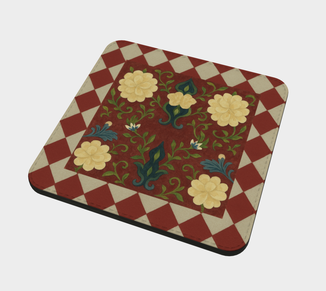 Marquesa Peonies Cranberry Harlequin Coaster