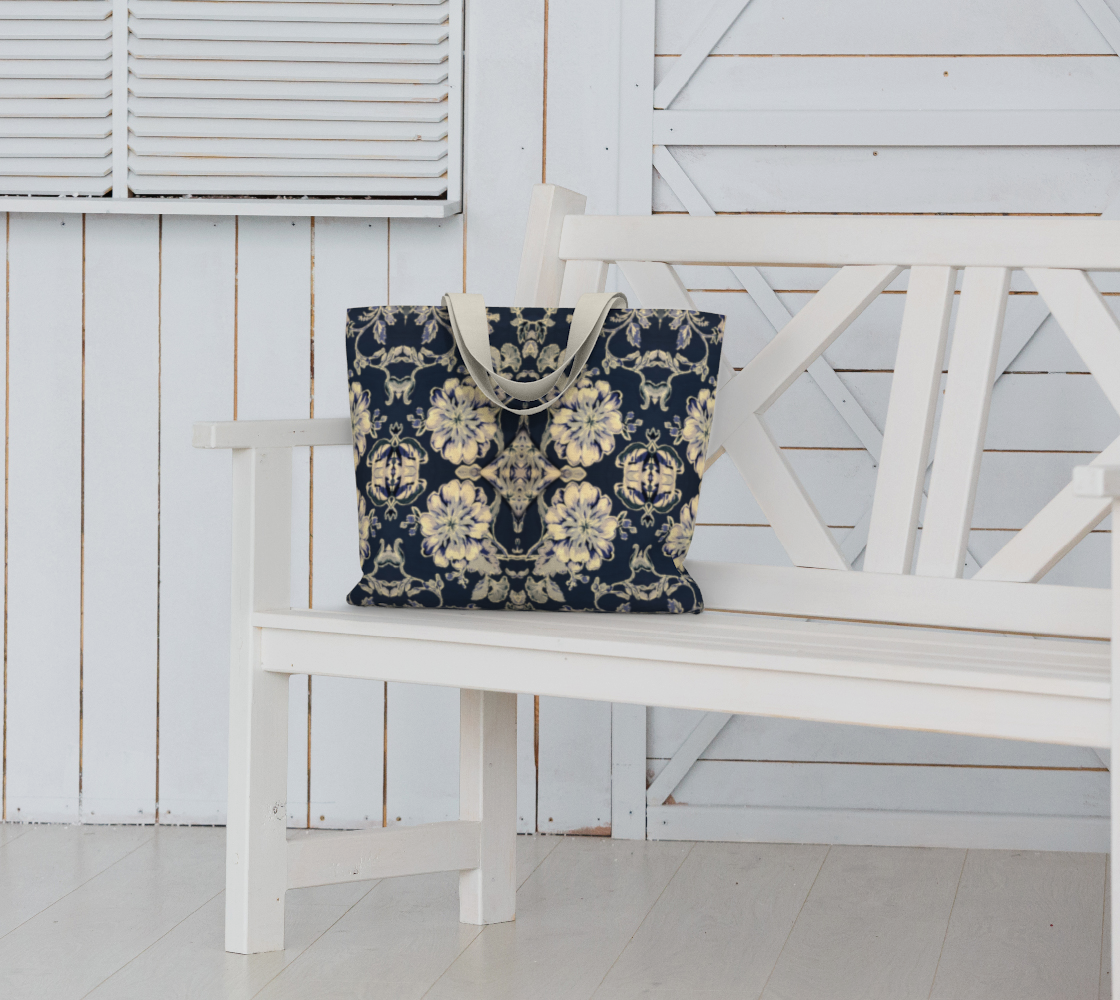 Blue Fleur Damask Tote Bag