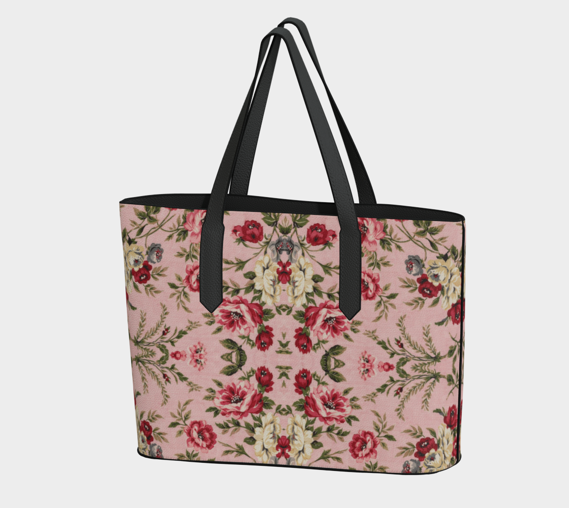 Rose Trellis Vegan Leather Tote Bag
