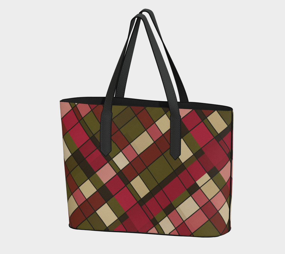 Plaid Harvest Vegan Leather Tote Bag