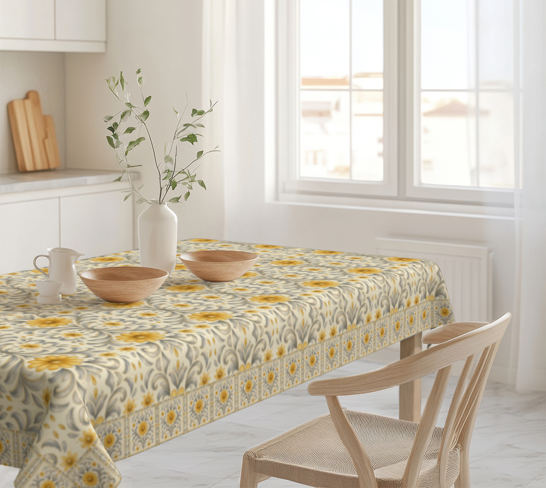 Silver Garden 60 x 90 WEDDING Tablecloth with Border