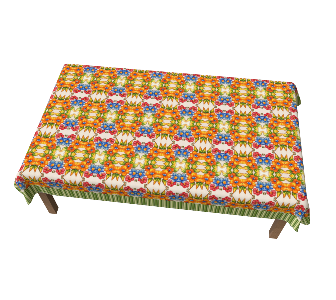 Seaside Blooms with Border 60 x 90 Tablecloth