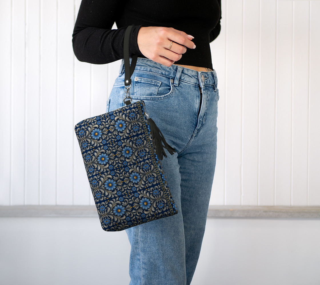 Gilded Navy Azure Bloom clutch bag