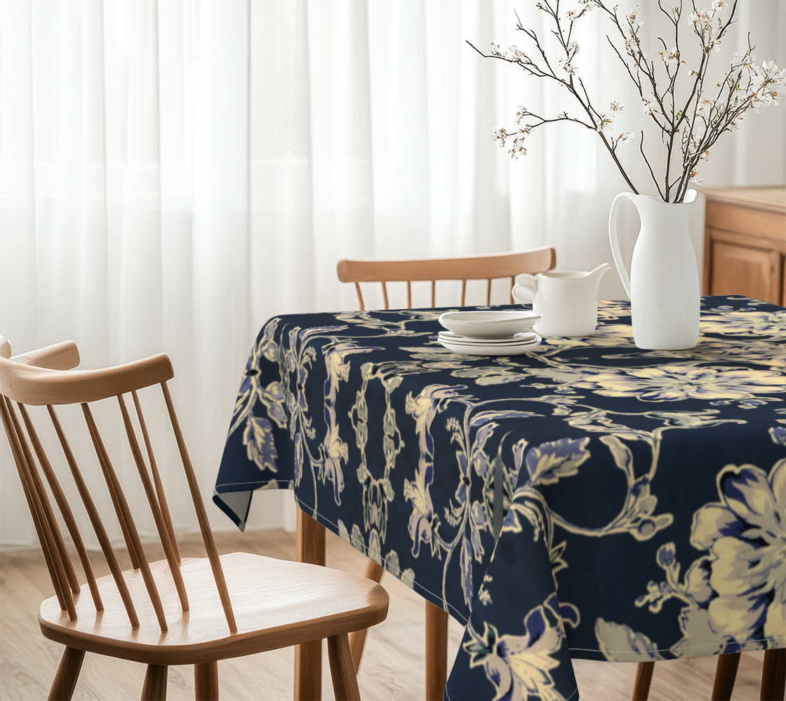 Blue Fleur Damask 60 x 60 Tablecloth