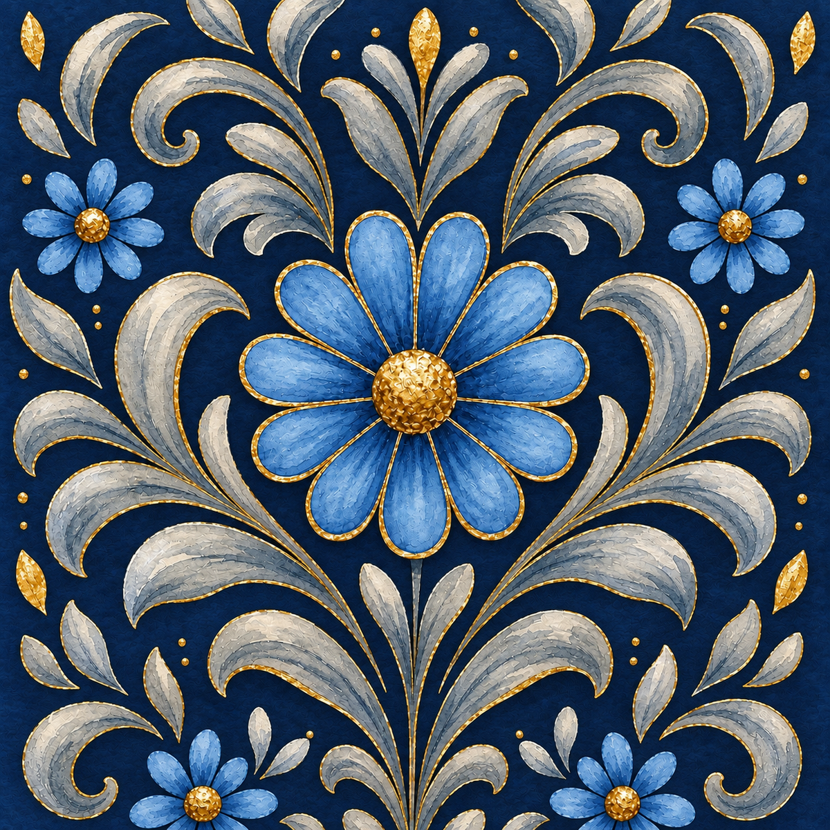 Gilded Navy Azure Bloom