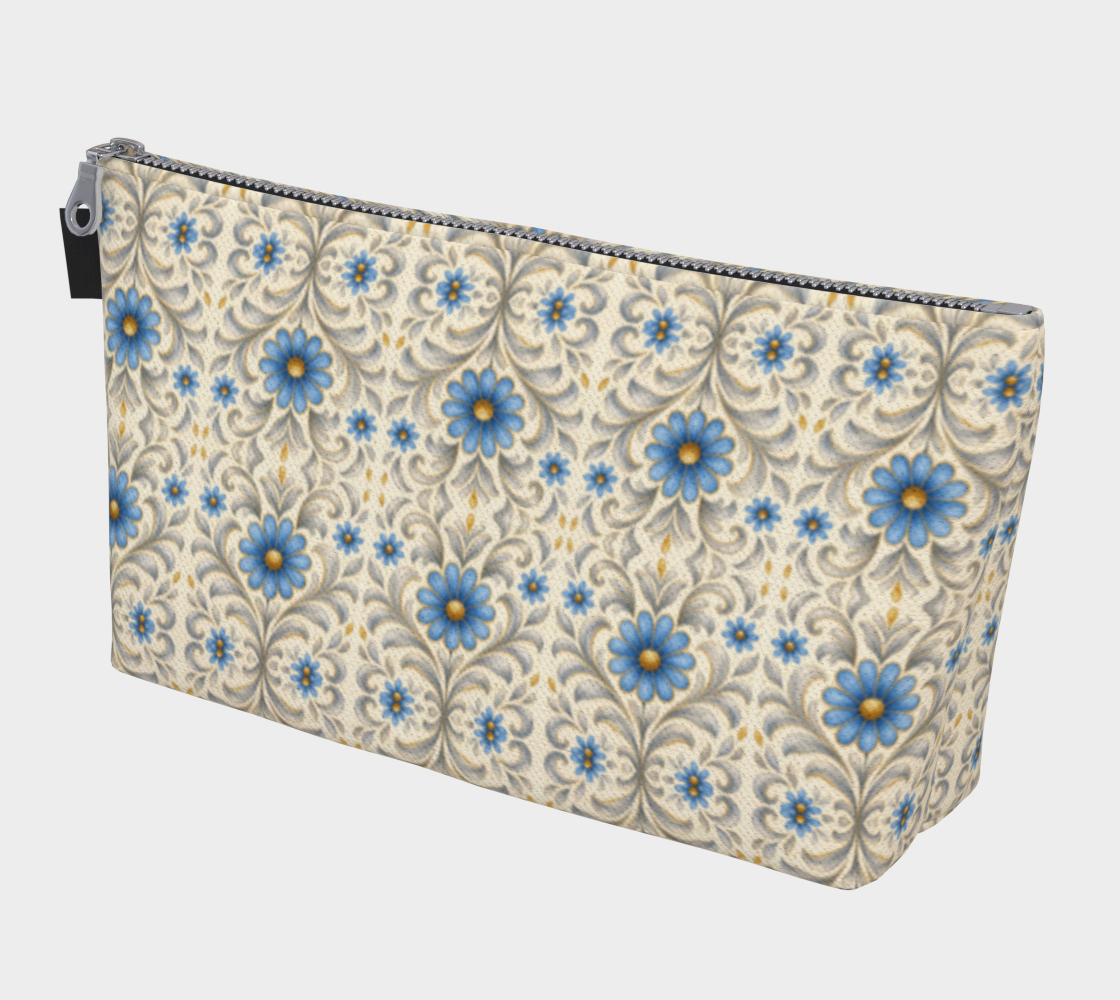 Gilded Azure Bloom makeup bag