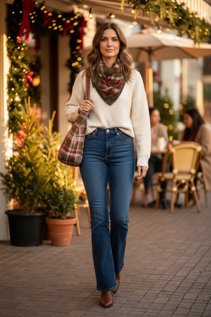 Plaid Harvest Silk Square Scarf