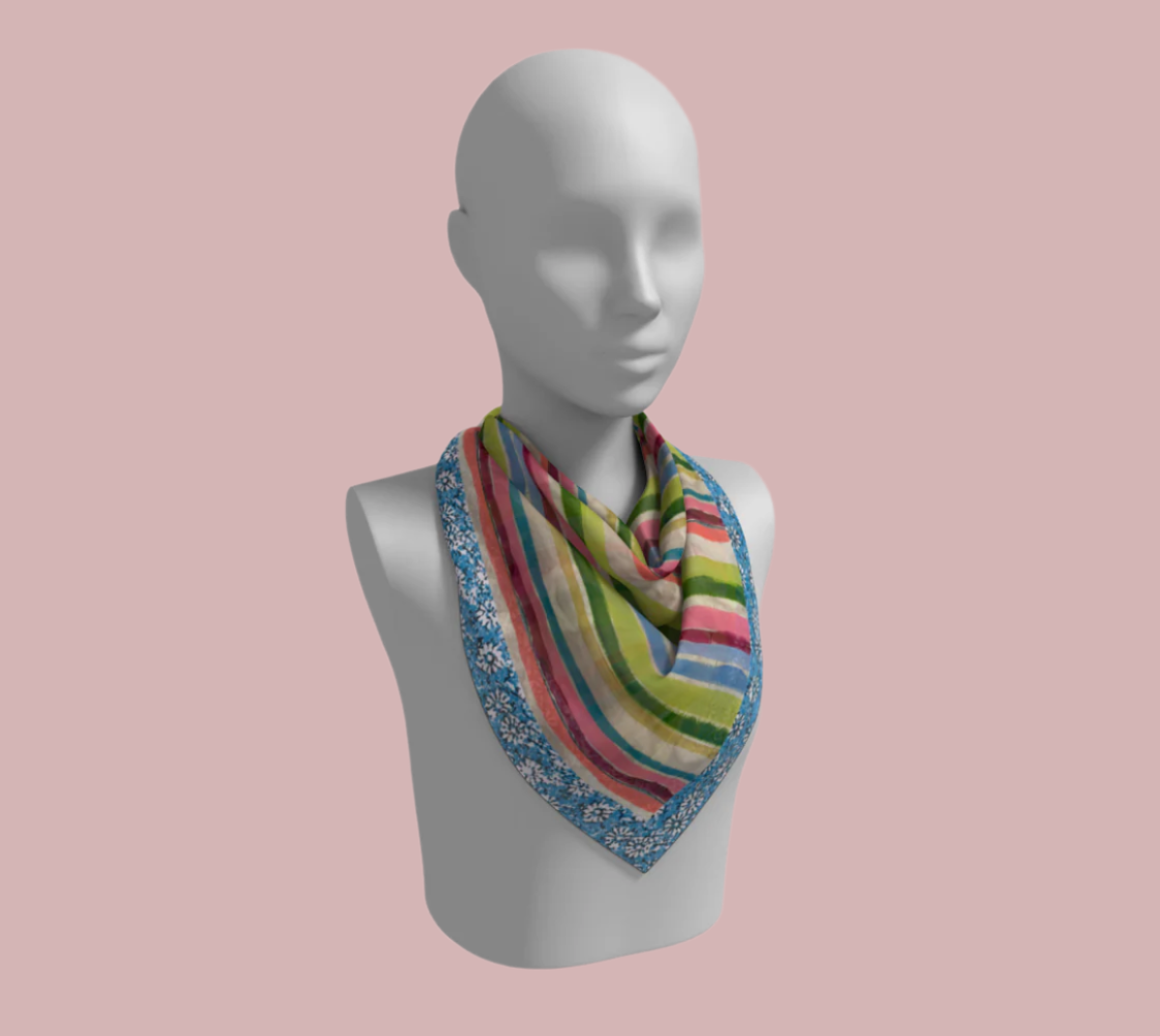 Pinstripe Pop Silk Square Scarf