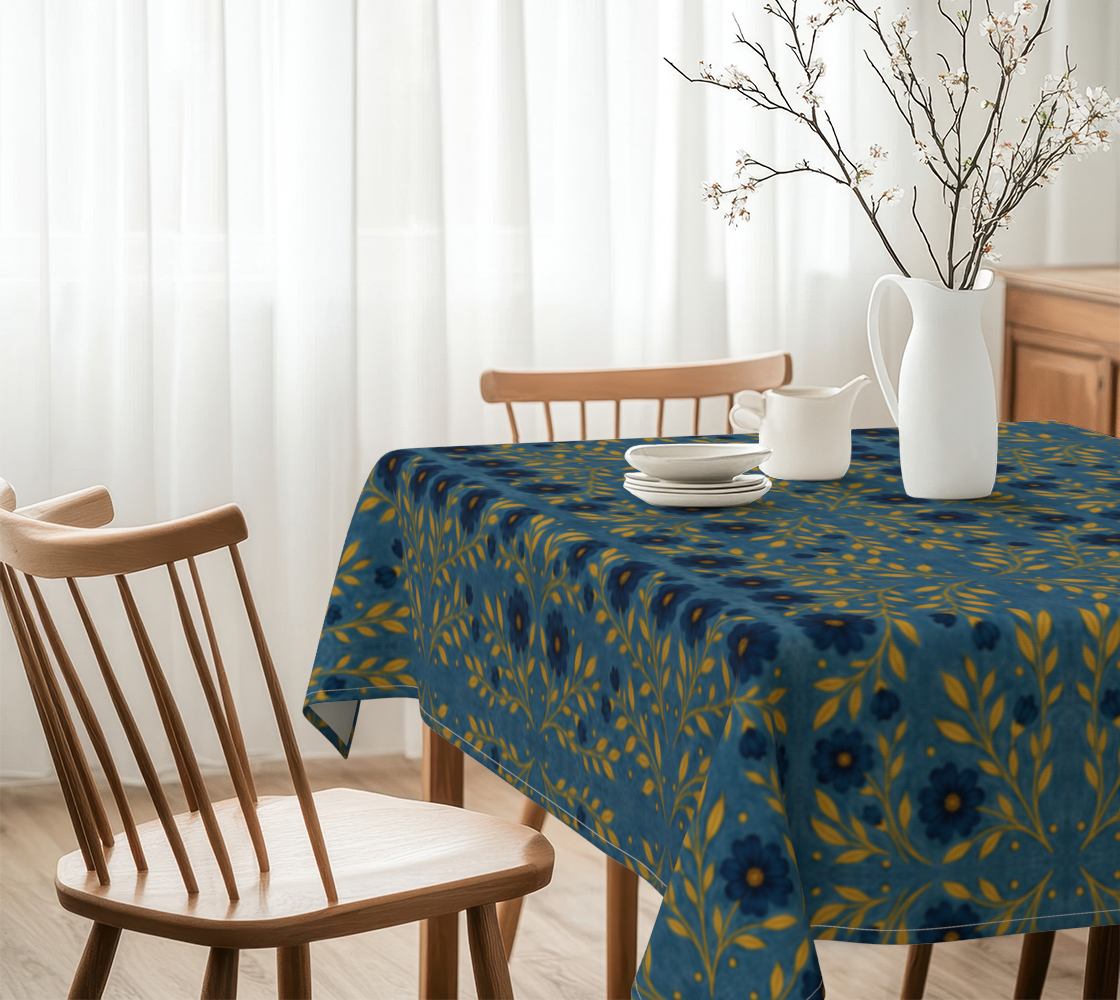 INDIGO MEADOW TABLECLOTH 60 X 60