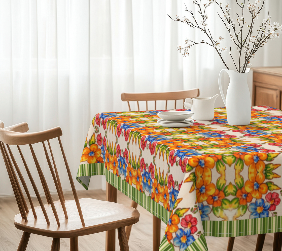 Seaside Blooms with Border 60 x 60 Tablecloth