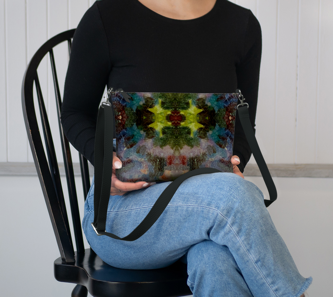 Lilac Waterlilies Vegan Leather Crossbody Bag